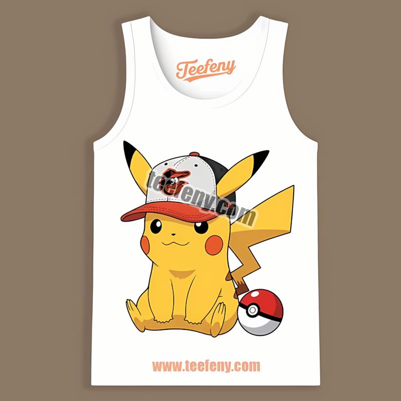 Pikachu Wearing Baltimore Orioles Hat Logo Tanktop Pikachu Wearing Baltimore Orioles Hat Logo Tanktop