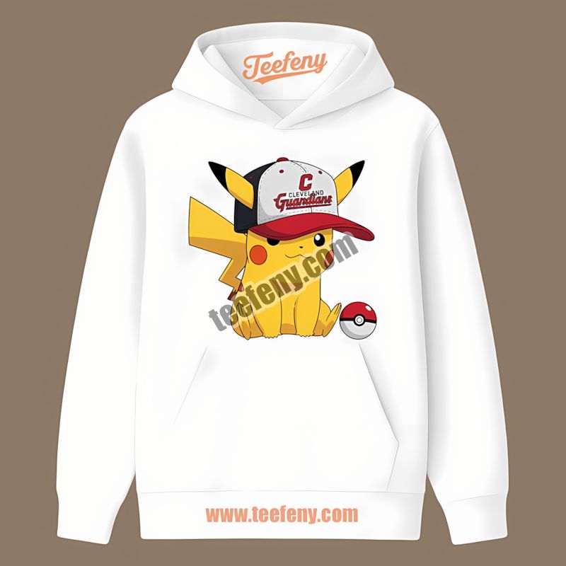 Pikachu Wearing Cleveland Guardians Hat Funny THoodie Pikachu Wearing Cleveland Guardians Hat Funny THoodie