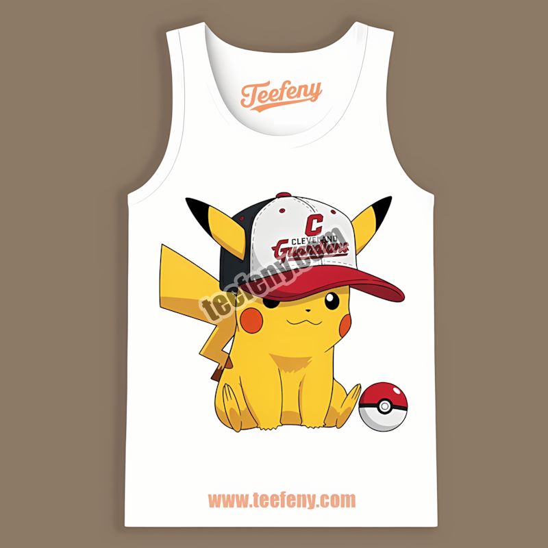 Pikachu Wearing Cleveland Guardians Hat Funny TTanktop Pikachu Wearing Cleveland Guardians Hat Funny TTanktop