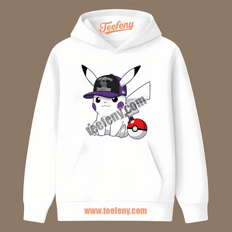 Pikachu Wearing Colorado Rockies Hat Cheap Graphic Hoodie Pikachu Wearing Colorado Rockies Hat Cheap Graphic Hoodie