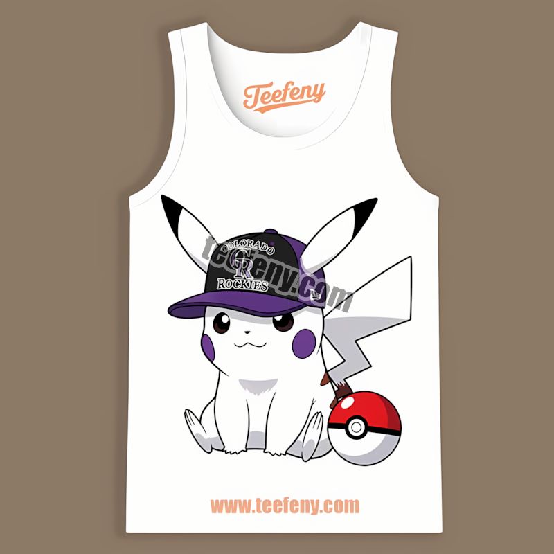 Pikachu Wearing Colorado Rockies Hat Cheap Graphic Tanktop Pikachu Wearing Colorado Rockies Hat Cheap Graphic Tanktop