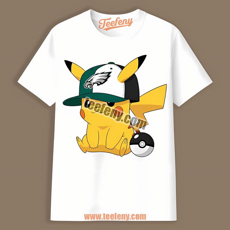 Pikachu Wearing Philadelphia Eagles Hat Sports Fan Shirt