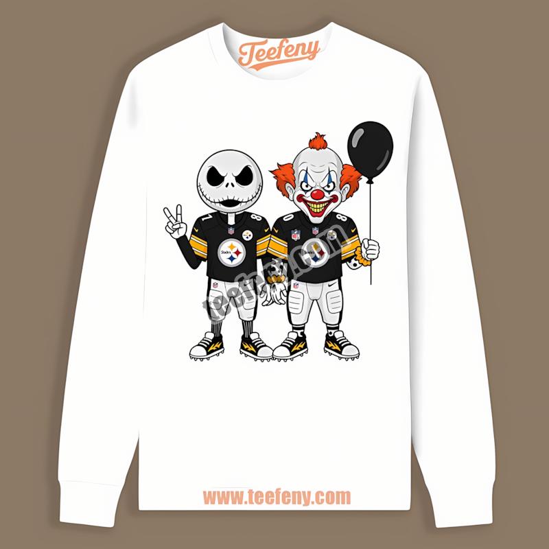Pittsburgh SLong Sleevelers Jack And Pennywise Halloween Edition Shirt Pittsburgh SLong Sleevelers Jack And Pennywise Halloween Edition Shirt