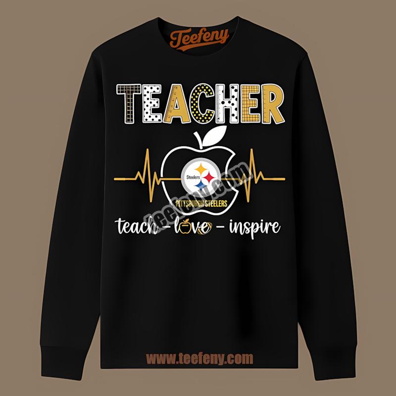 Pittsburgh SLong Sleevelers Teacher Inspire Apple Graphic Shirt Pittsburgh SLong Sleevelers Teacher Inspire Apple Graphic Shirt