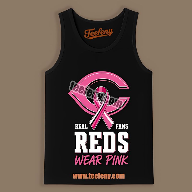 Real Fans Wear Pink Cincinnati Reds Awareness Tanktop Real Fans Wear Pink Cincinnati Reds Awareness Tanktop
