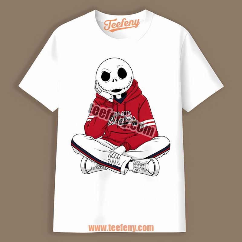 Relaxed Jack Skellington Atlanta Braves Hoodie Retro Shirt