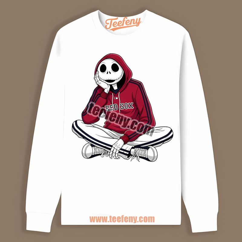 Relaxed Jack Skellington Boston Red Sox Hoodie Game Day Long Sleeve Relaxed Jack Skellington Boston Red Sox Hoodie Game Day Long Sleeve