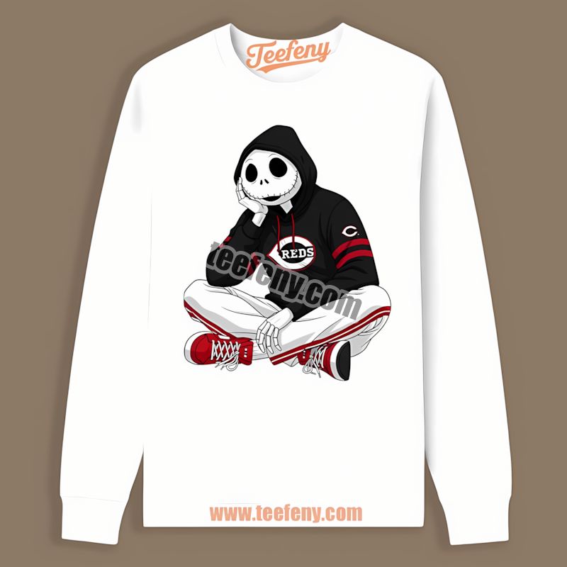 Relaxed Jack Skellington Cincinnati Reds Hoodie TLong Sleeve For Women Relaxed Jack Skellington Cincinnati Reds Hoodie TLong Sleeve For Women