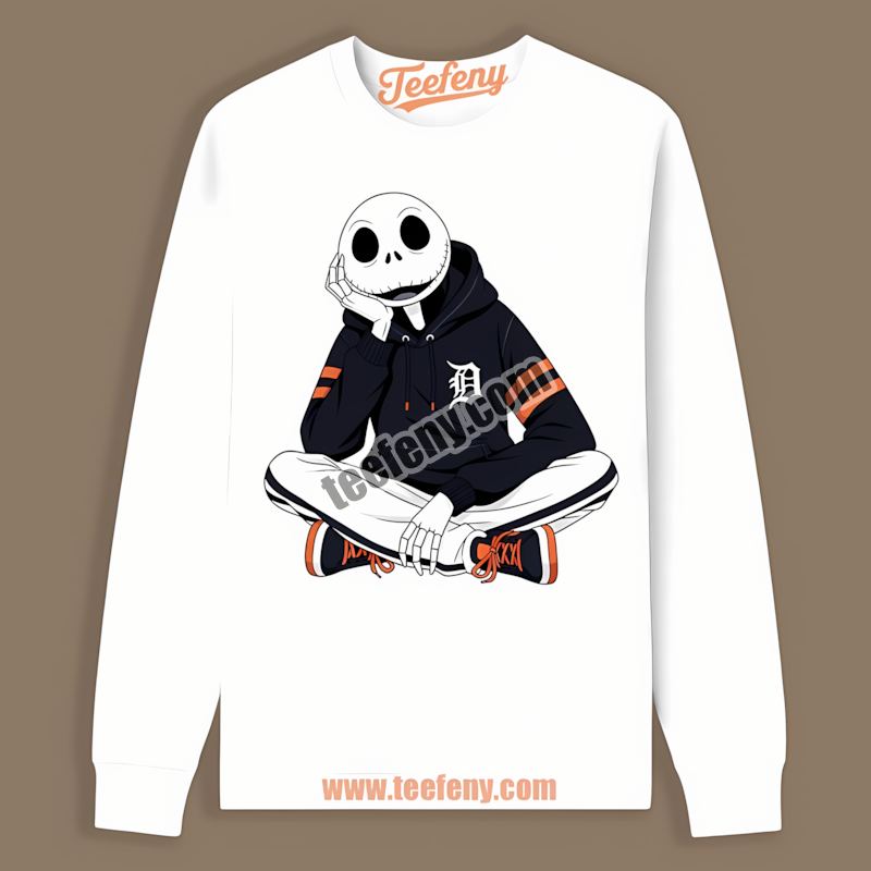 Relaxed Jack Skellington Detroit Tigers Hoodie Classic Long Sleeve Relaxed Jack Skellington Detroit Tigers Hoodie Classic Long Sleeve