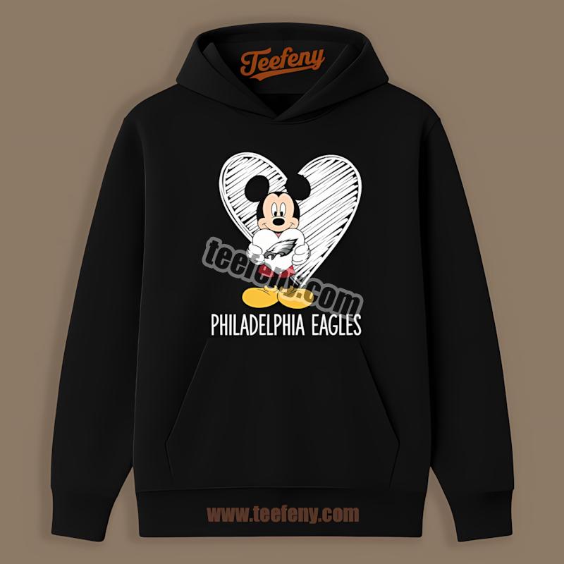 Retro Mickey Heart And Philadelphia Eagles Hoodie Retro Mickey Heart And Philadelphia Eagles Hoodie