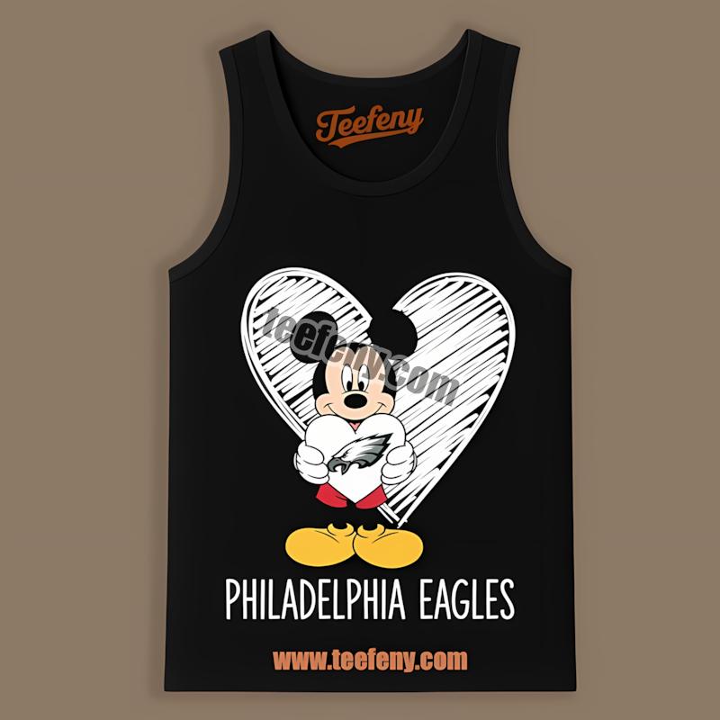 Retro Mickey Heart And Philadelphia Eagles Tanktop Retro Mickey Heart And Philadelphia Eagles Tanktop
