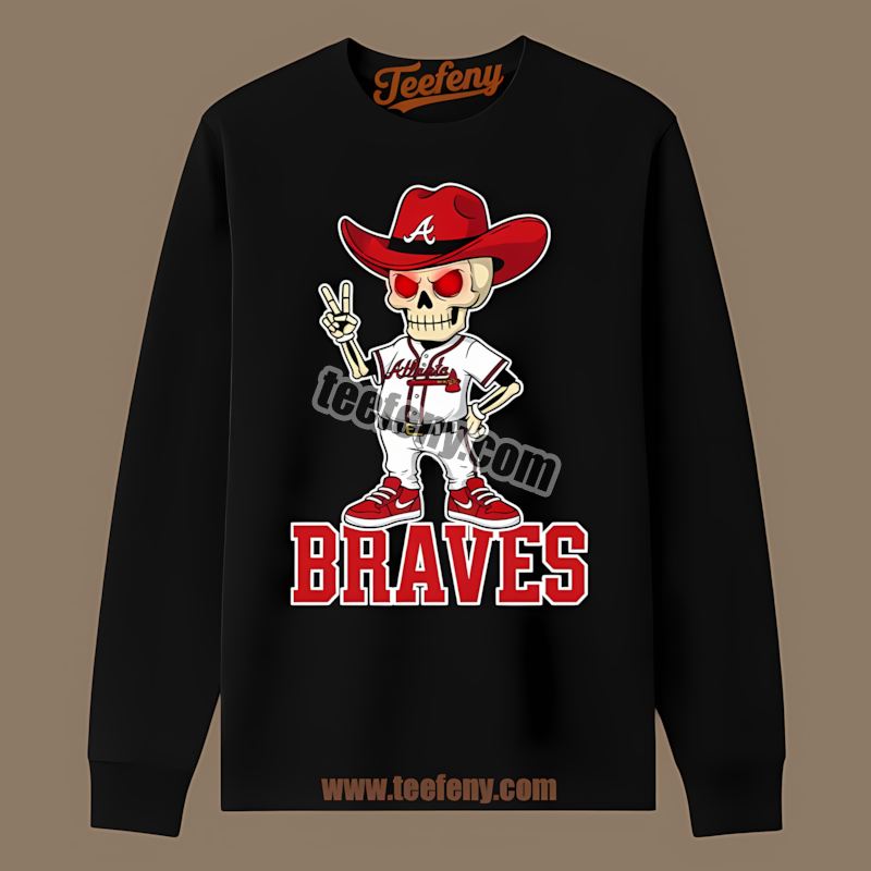 Skeleton Cowboy Atlanta Braves Youth Long Sleeve Skeleton Cowboy Atlanta Braves Youth Long Sleeve