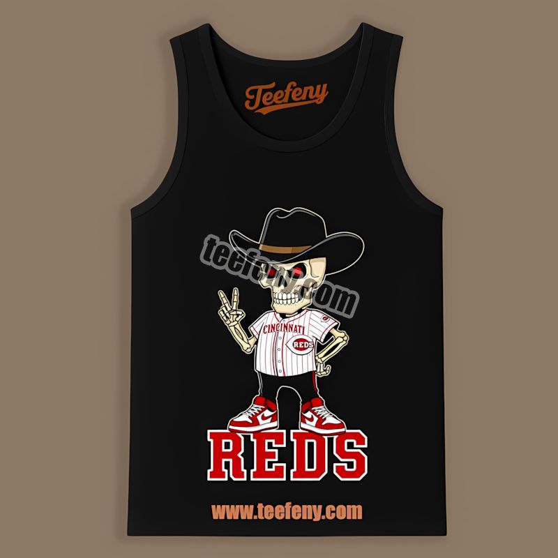Skeleton Cowboy Cincinnati Reds Cool Tanktop Skeleton Cowboy Cincinnati Reds Cool Tanktop
