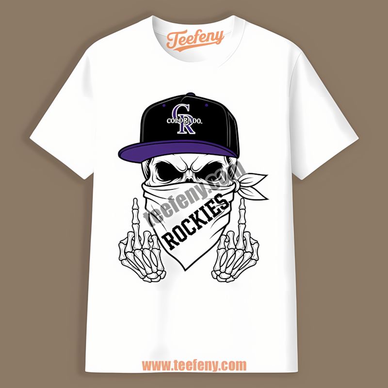 Skull Bandana Representing Colorado Rockies Graphic Shirt