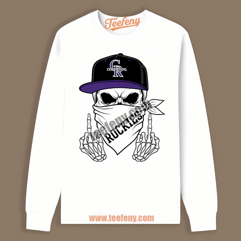 Skull Bandana Representing Colorado Rockies Graphic Long Sleeve Skull Bandana Representing Colorado Rockies Graphic Long Sleeve