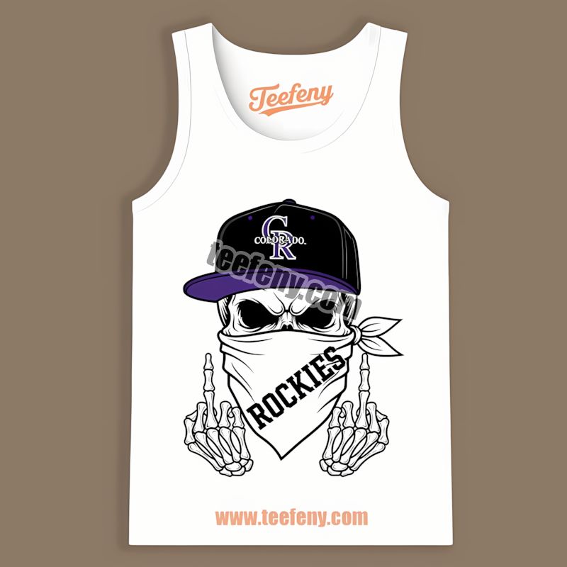 Skull Bandana Representing Colorado Rockies Graphic Tanktop Skull Bandana Representing Colorado Rockies Graphic Tanktop