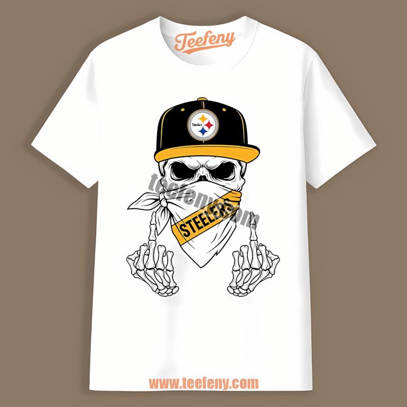 Skull In Bandana Repping Pittsburgh Steelers Trendy Shirt