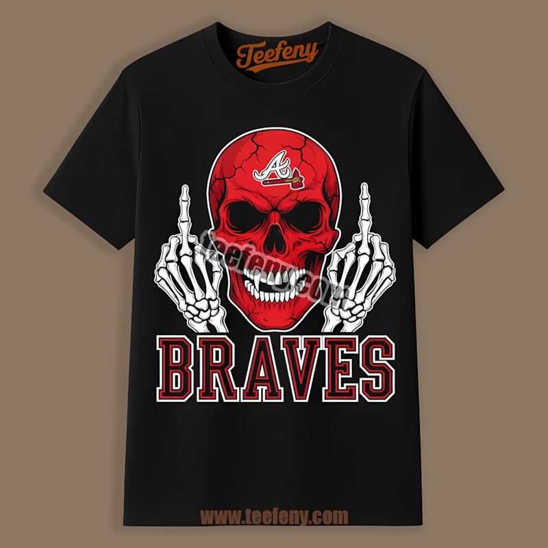 Skull Middle Finger Atlanta Braves Summer Shirt