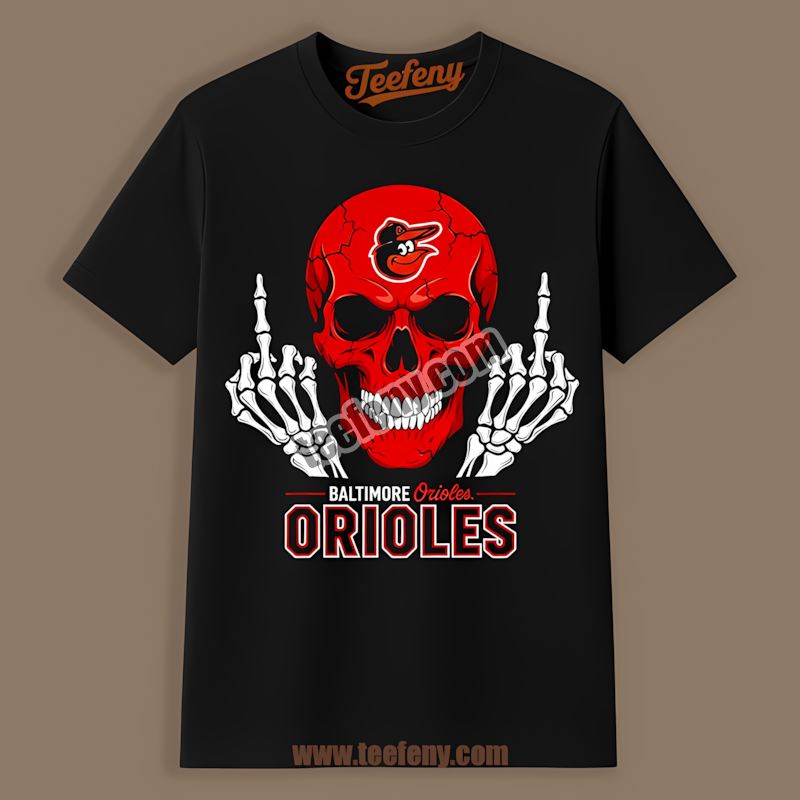 Skull Middle Finger Baltimore Orioles Statement Shirt