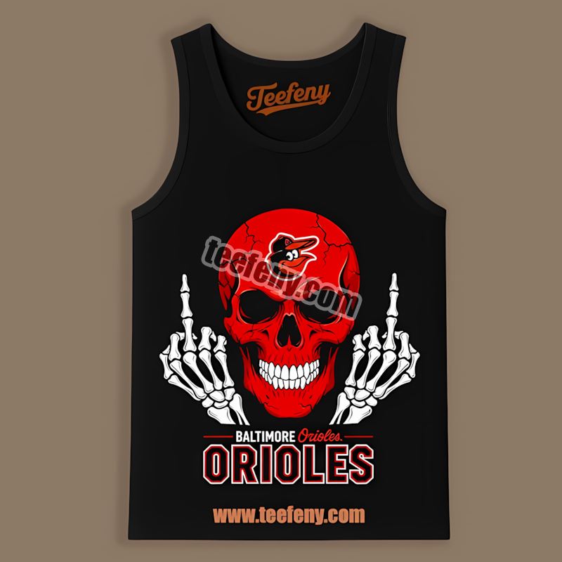 Skull Middle Finger Baltimore Orioles Statement Tanktop Skull Middle Finger Baltimore Orioles Statement Tanktop