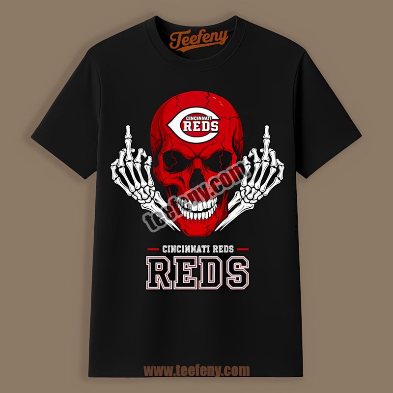 Skull Middle Finger Cincinnati Reds Bold Statement Shirt