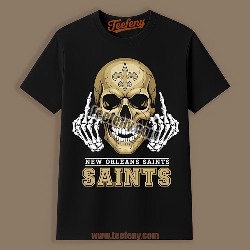 Skull Middle Finger New Orleans Saints Graphic Shirt