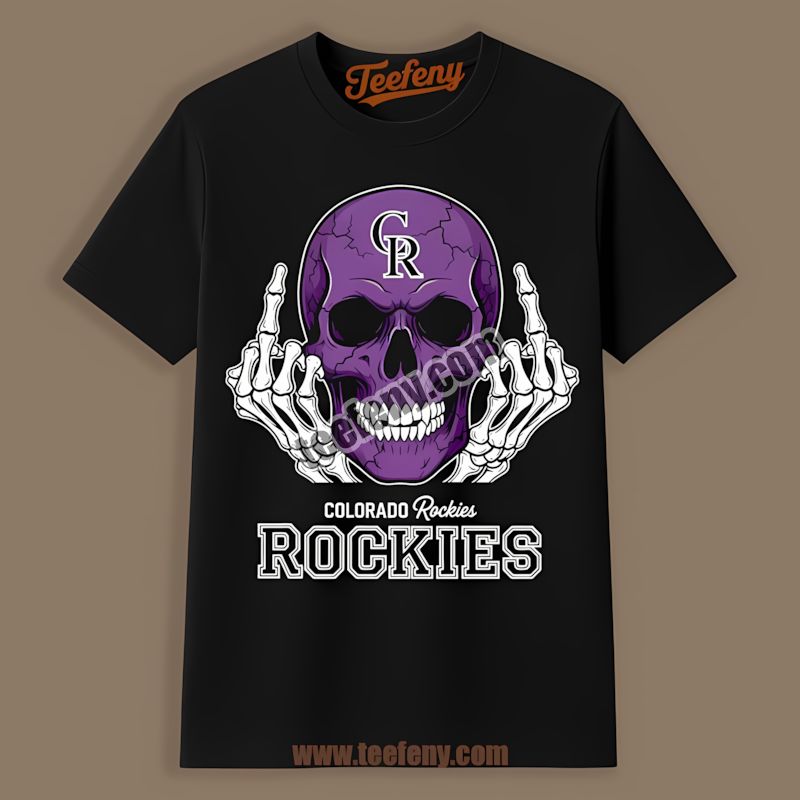 Skull Middle Finger With Colorado Rockies Attitude Shirt