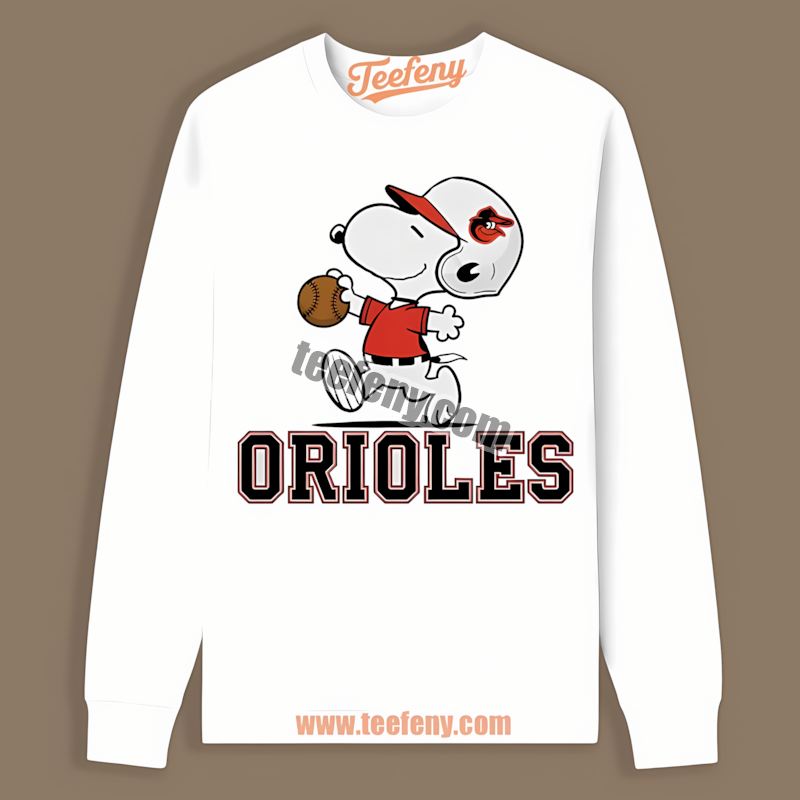 Snoopy Baseball Running Baltimore Orioles Custom Long Sleeve Snoopy Baseball Running Baltimore Orioles Custom Long Sleeve