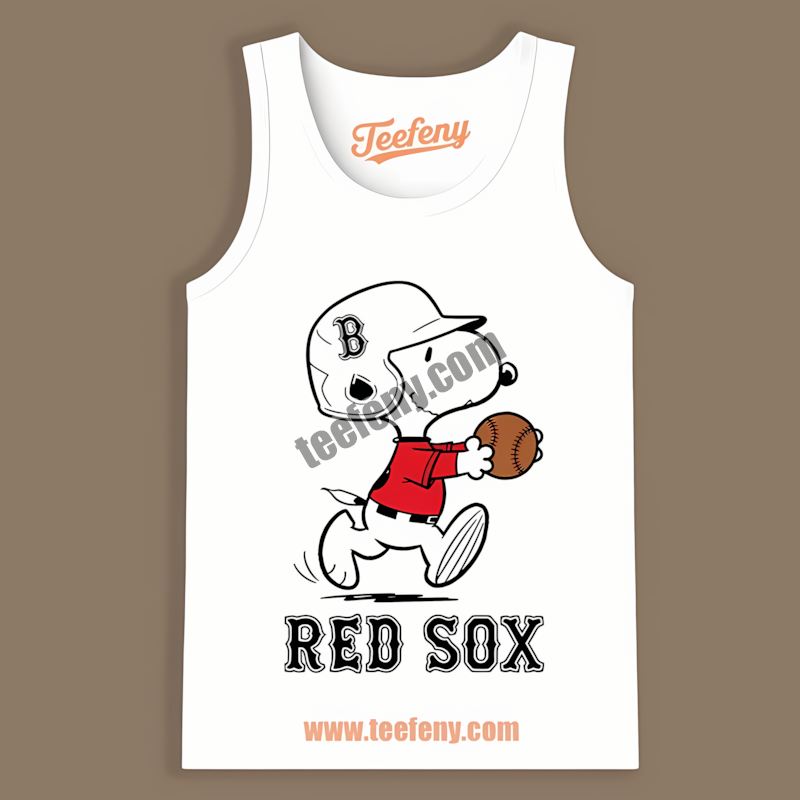 Snoopy Baseball Running Boston Red Sox Youth Tanktop Snoopy Baseball Running Boston Red Sox Youth Tanktop