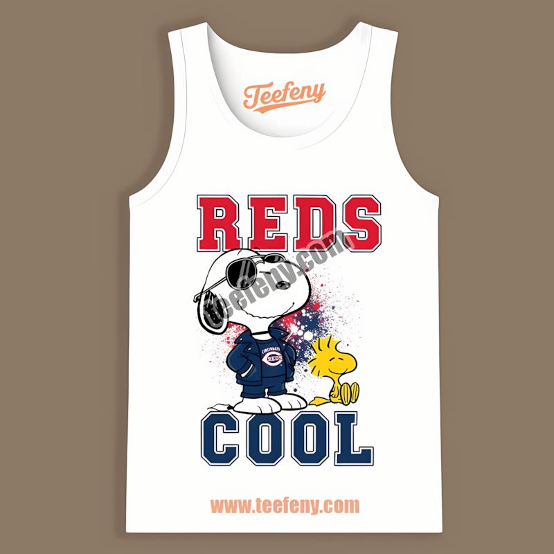 Snoopy Cool Look In Cincinnati Reds Outfit Graphic Tanktop Snoopy Cool Look In Cincinnati Reds Outfit Graphic Tanktop
