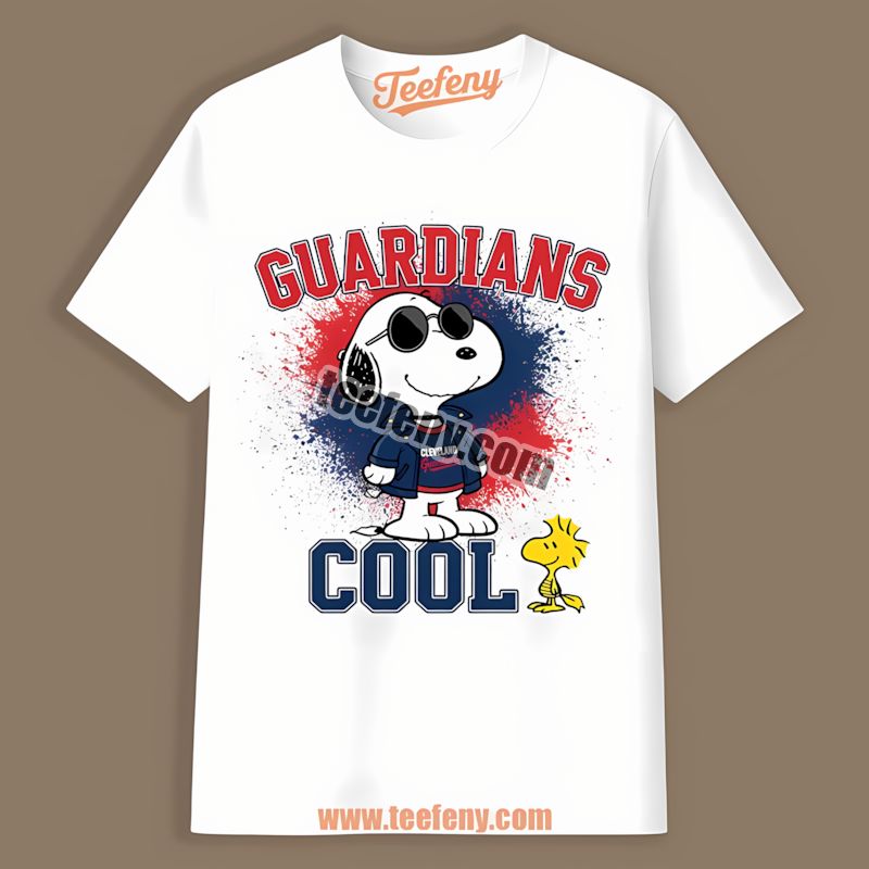 Snoopy Cool Wearing Cleveland Guardians Gear Graphic Shirt