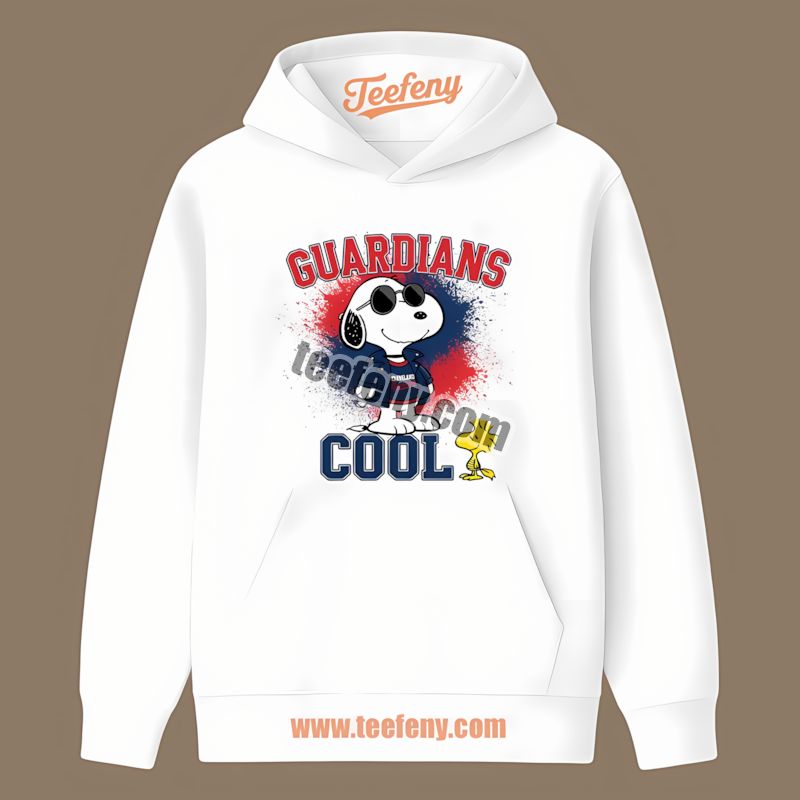 Snoopy Cool Wearing Cleveland Guardians Gear Graphic Hoodie Snoopy Cool Wearing Cleveland Guardians Gear Graphic Hoodie