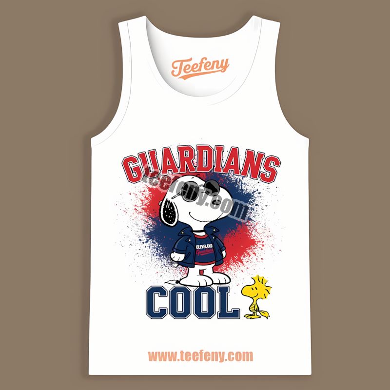 Snoopy Cool Wearing Cleveland Guardians Gear Graphic Tanktop Snoopy Cool Wearing Cleveland Guardians Gear Graphic Tanktop
