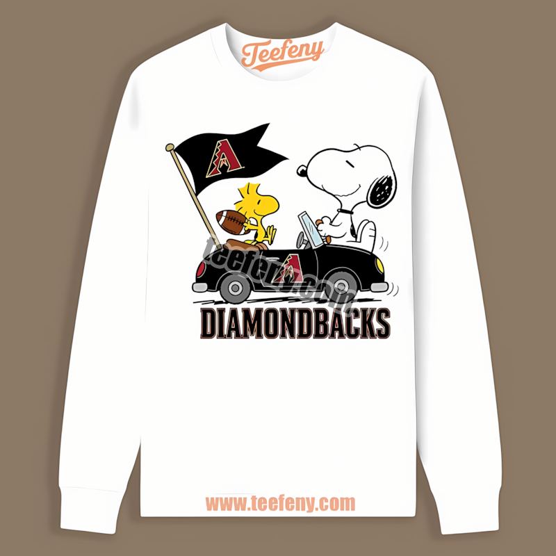 Snoopy Driving Car Arizona Diamondbacks Retro Long Sleeve Snoopy Driving Car Arizona Diamondbacks Retro Long Sleeve