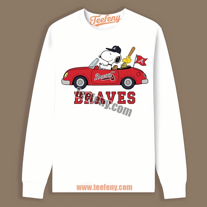 Snoopy Driving Car Atlanta Braves Cool Long Sleeve Snoopy Driving Car Atlanta Braves Cool Long Sleeve