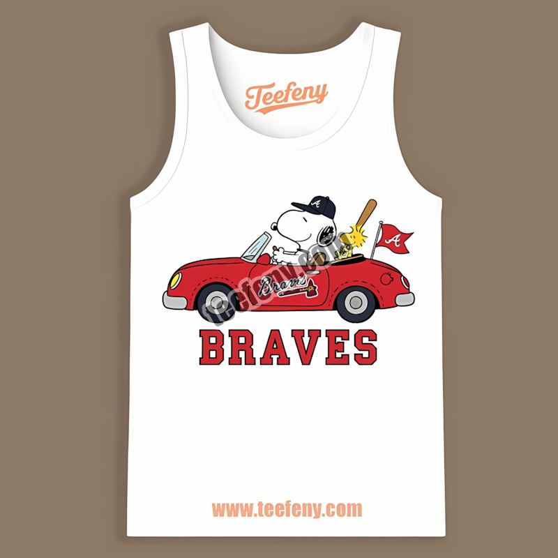 Snoopy Driving Car Atlanta Braves Cool Tanktop Snoopy Driving Car Atlanta Braves Cool Tanktop