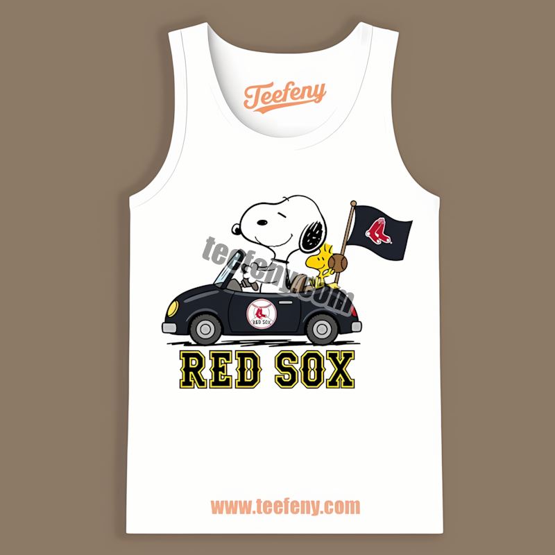 Snoopy Driving Car Boston Red Sox Fashion Tanktop Snoopy Driving Car Boston Red Sox Fashion Tanktop