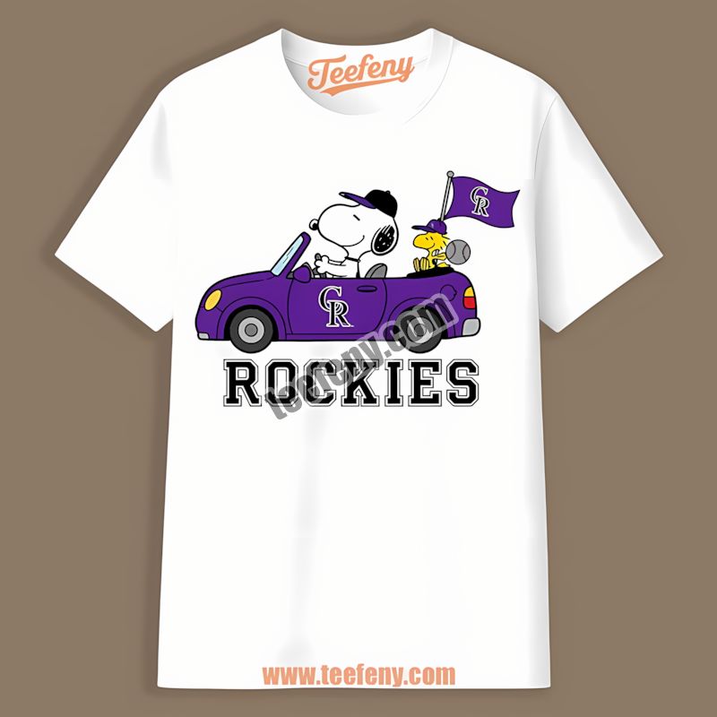Snoopy Driving Car Wearing Colorado Rockies Casual Shirt