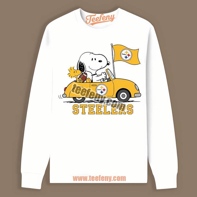 Snoopy Driving Car With Pittsburgh SLong Sleevelers Unisex Shirt Snoopy Driving Car With Pittsburgh SLong Sleevelers Unisex Shirt