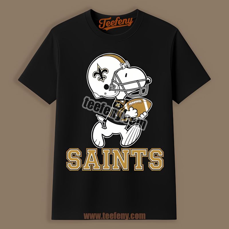 Snoopy Football Running New Orleans Saints Regular Shirt