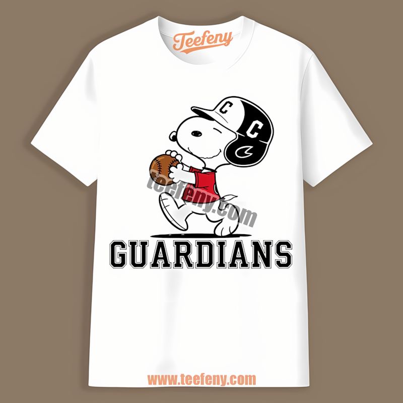 Snoopy Running In Cleveland Guardians Baseball Shirt