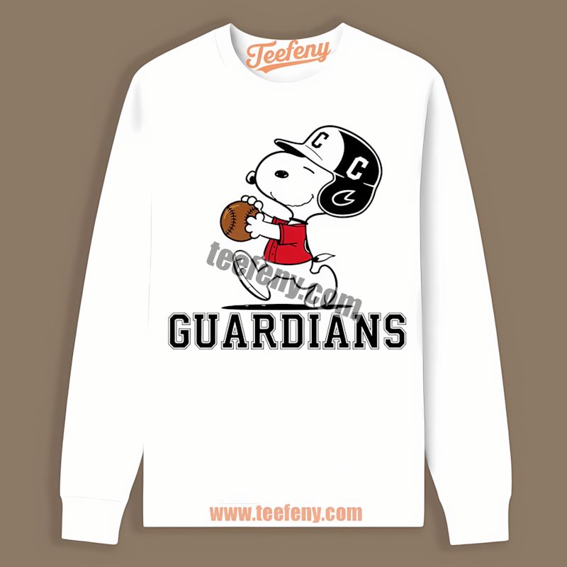 Snoopy Running In Cleveland Guardians Baseball Long Sleeve Snoopy Running In Cleveland Guardians Baseball Long Sleeve