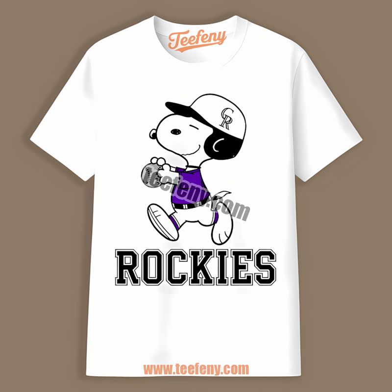 Snoopy Running In Colorado Rockies Baseball Shirt