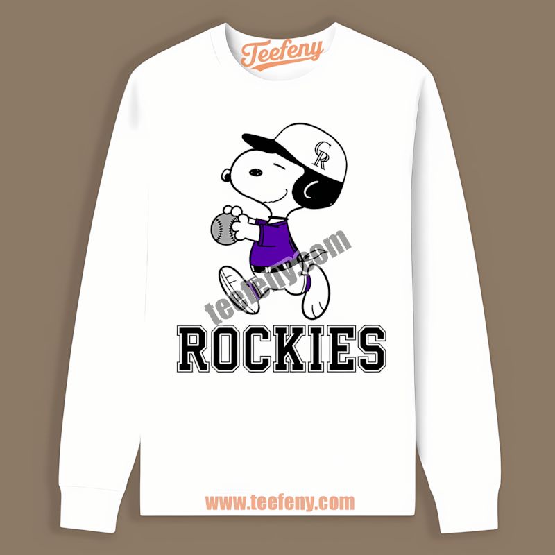 Snoopy Running In Colorado Rockies Baseball Long Sleeve Snoopy Running In Colorado Rockies Baseball Long Sleeve