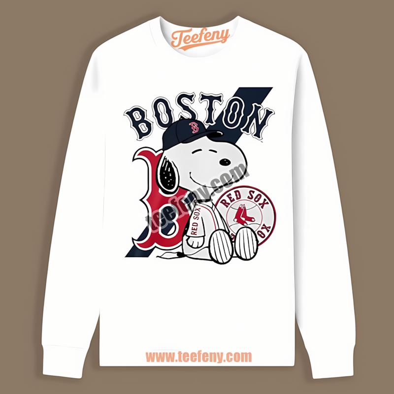 Snoopy Tattoo Logo On Arm Boston Red Sox Fashion Long Sleeve Snoopy Tattoo Logo On Arm Boston Red Sox Fashion Long Sleeve