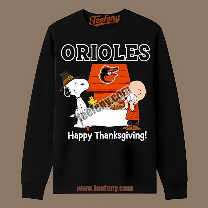 Snoopy Thanksgiving Baltimore Orioles Tailgate Long Sleeve Snoopy Thanksgiving Baltimore Orioles Tailgate Long Sleeve