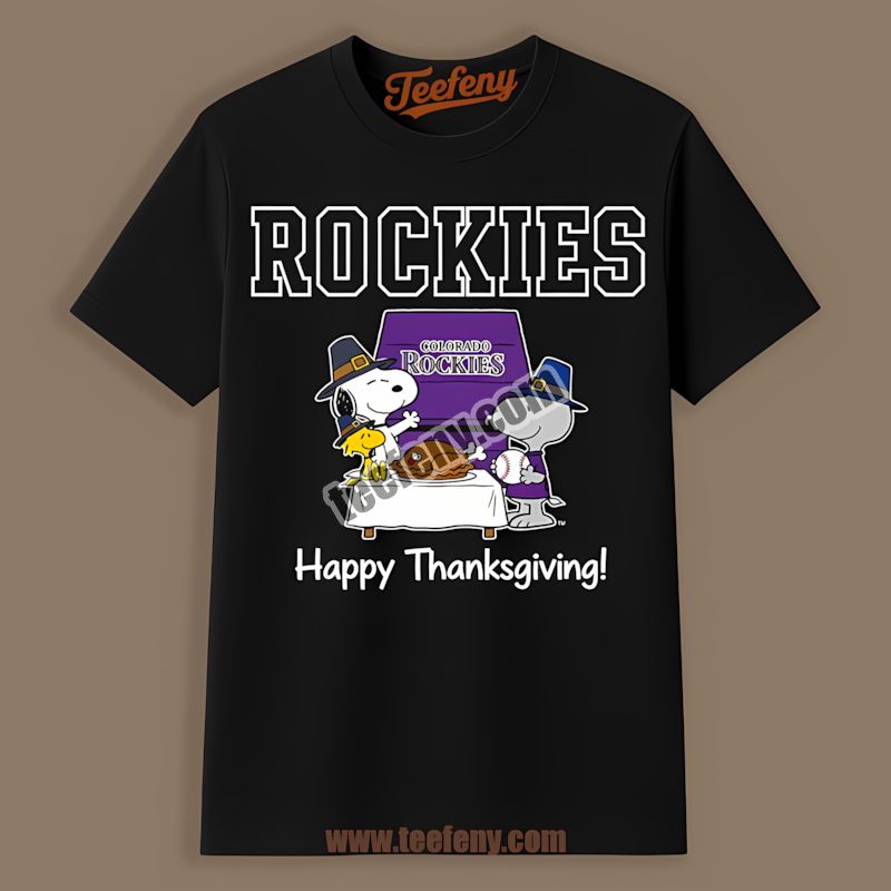 Snoopy Thanksgiving Dressed As Colorado Rockies Fan Shirt