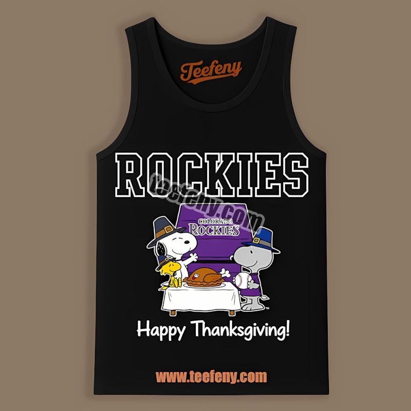 Snoopy Thanksgiving Dressed As Colorado Rockies Fan Tanktop Snoopy Thanksgiving Dressed As Colorado Rockies Fan Tanktop