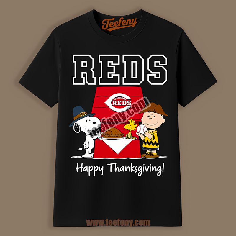 Snoopy Thanksgiving With Cincinnati Reds Fans Funny Shirt