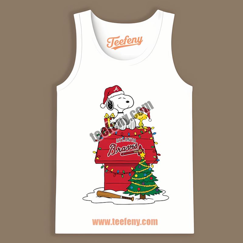 Snoopy Woodstock Christmas Atlanta Braves Relaxed Fit Tanktop Snoopy Woodstock Christmas Atlanta Braves Relaxed Fit Tanktop